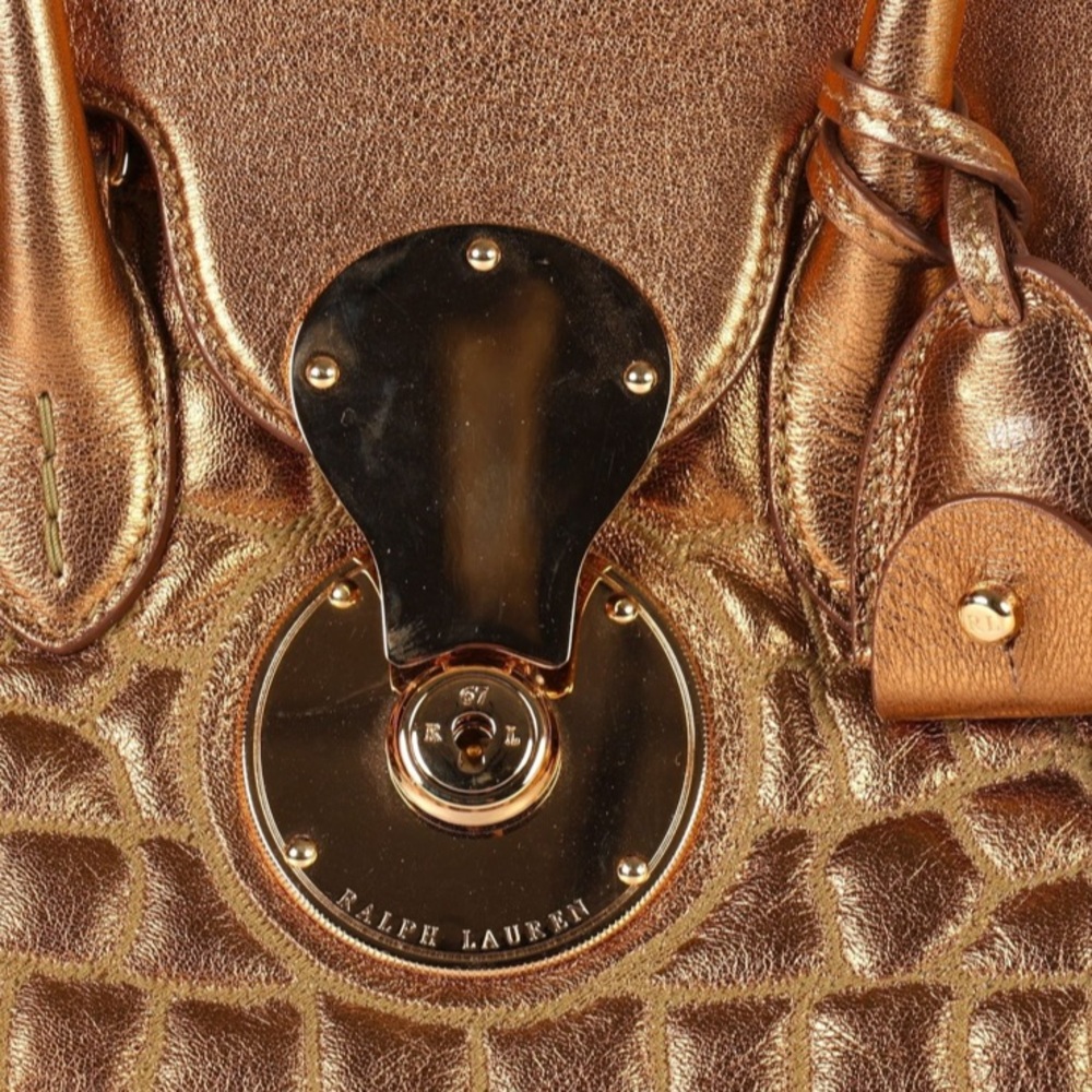 Ralph Lauren Ricky 27 Quilted Gold bronze Leather Handbag - Picture 6 of 14